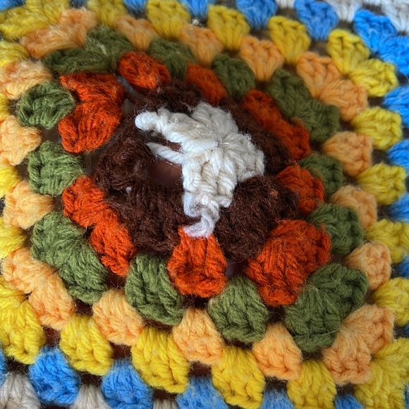 Granny Square Vintage Throw Boho Colors Brown, Rust, Cream & Gold - Picture 7 of 10